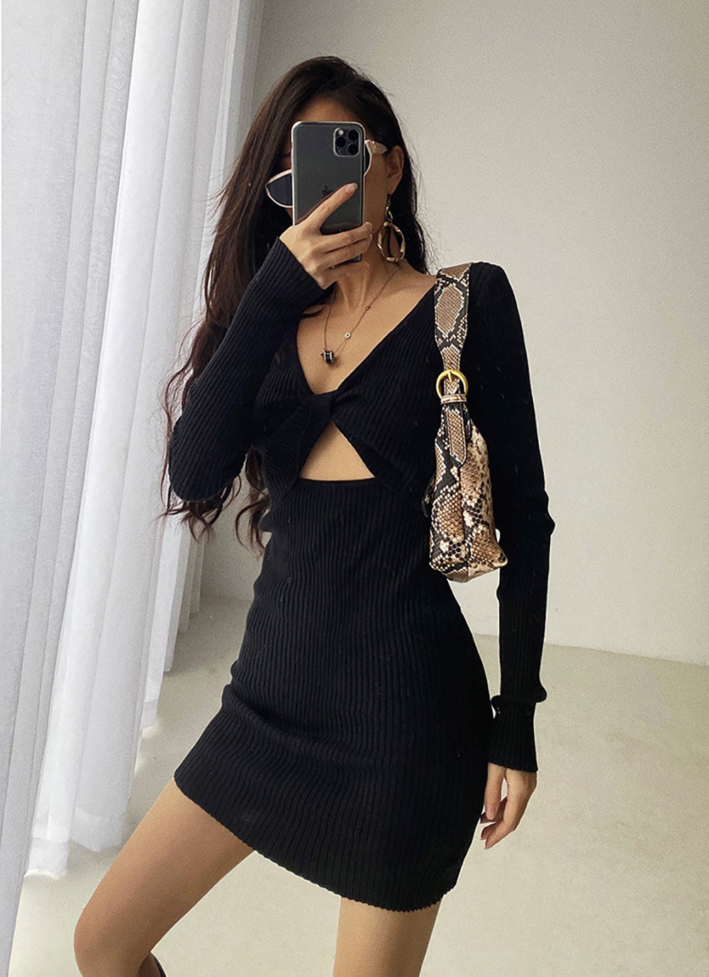 Solid Cutout Bodycon Dress
