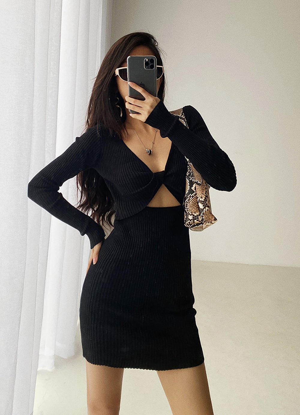 Solid Cutout Bodycon Dress