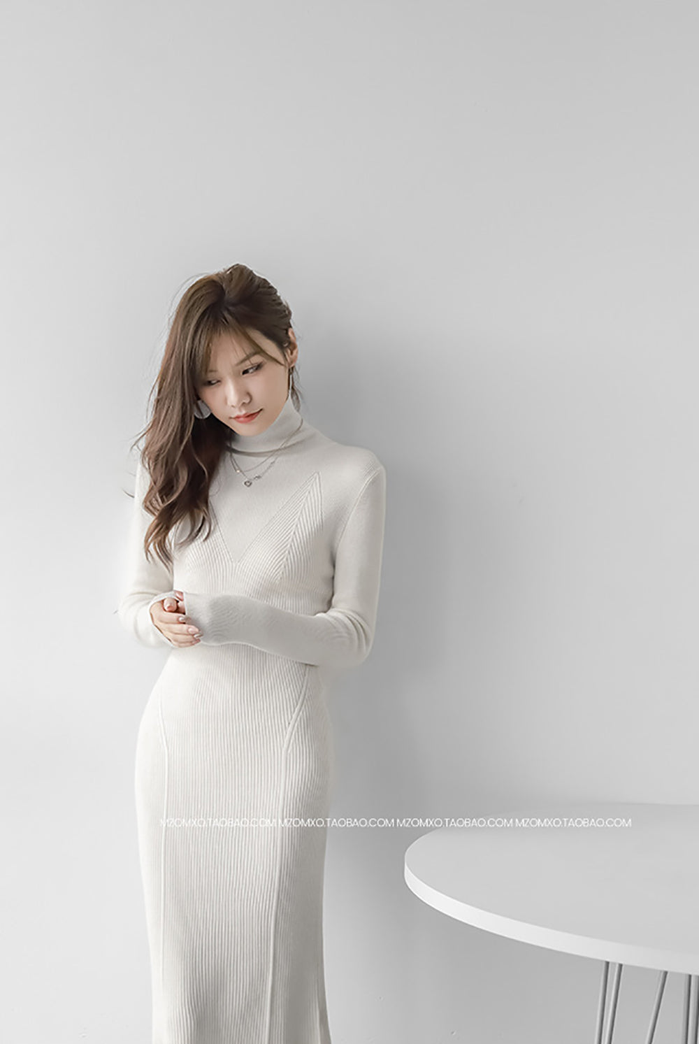 Women High Neck Bodycon  Midi Dress