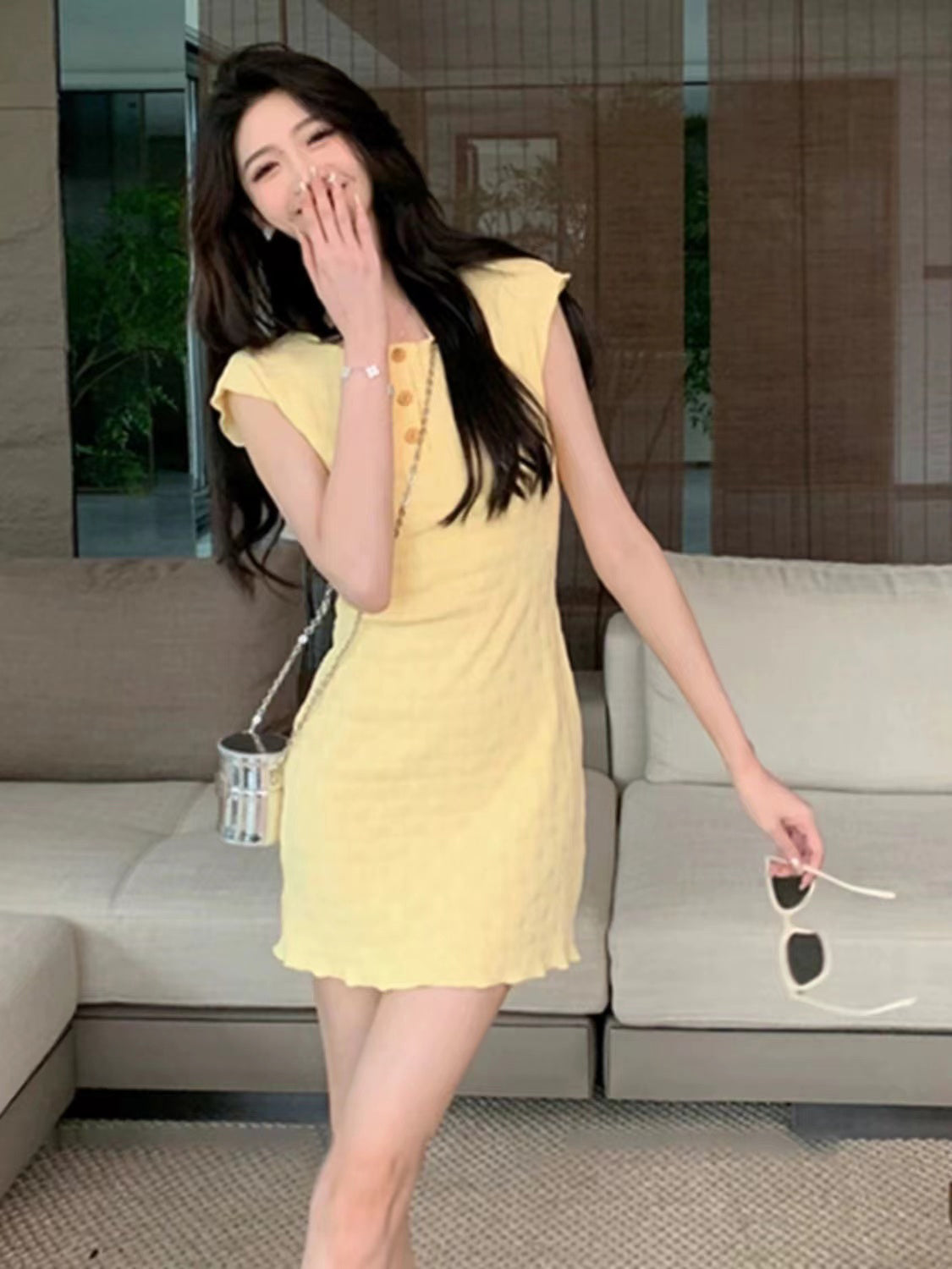 Cap Sleeves Sheath Mini Dress