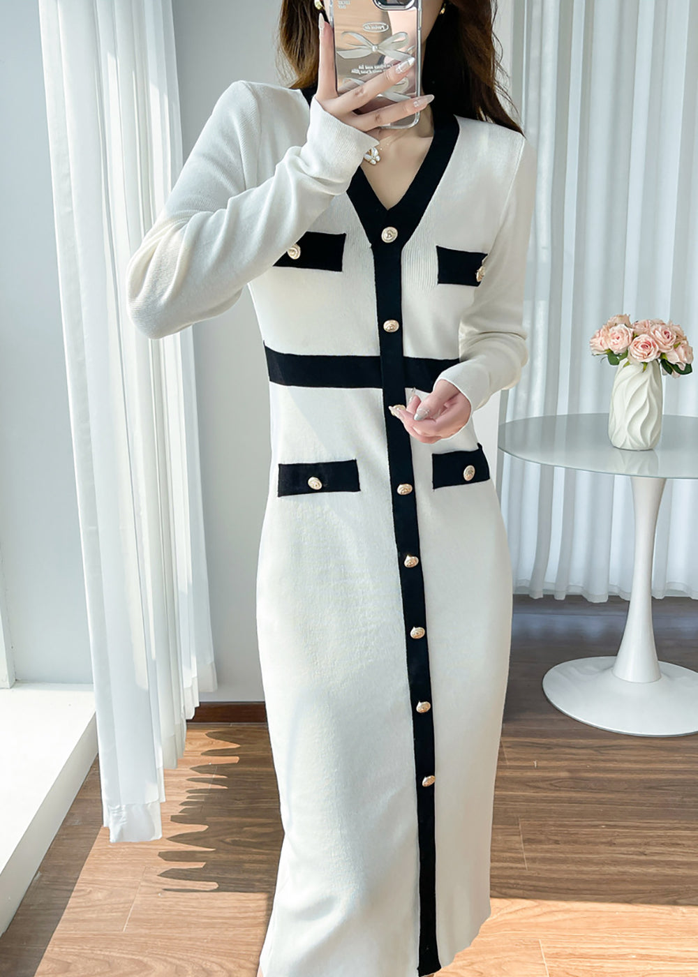 Women Colourblocked Bodycon Midi Dress
