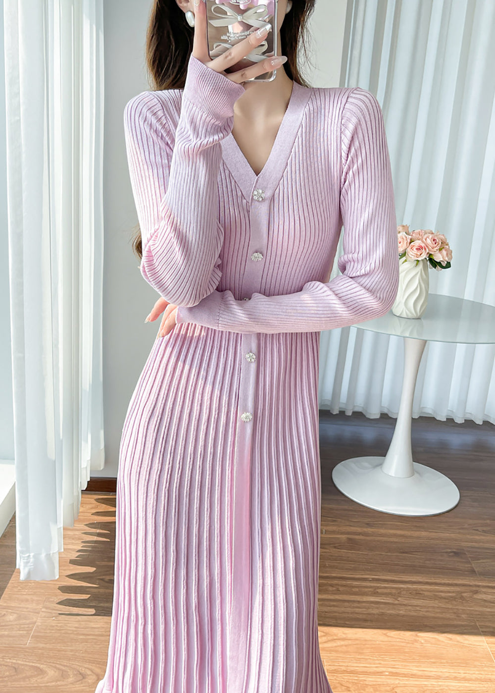 Women Striped Accordion Pleated Fit & Flare Midi Dress