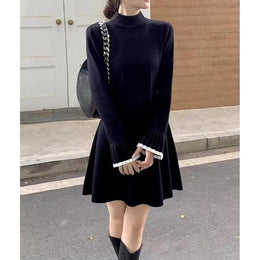 StyleCast Velvet High Neck Long Sleeves Mini Dress