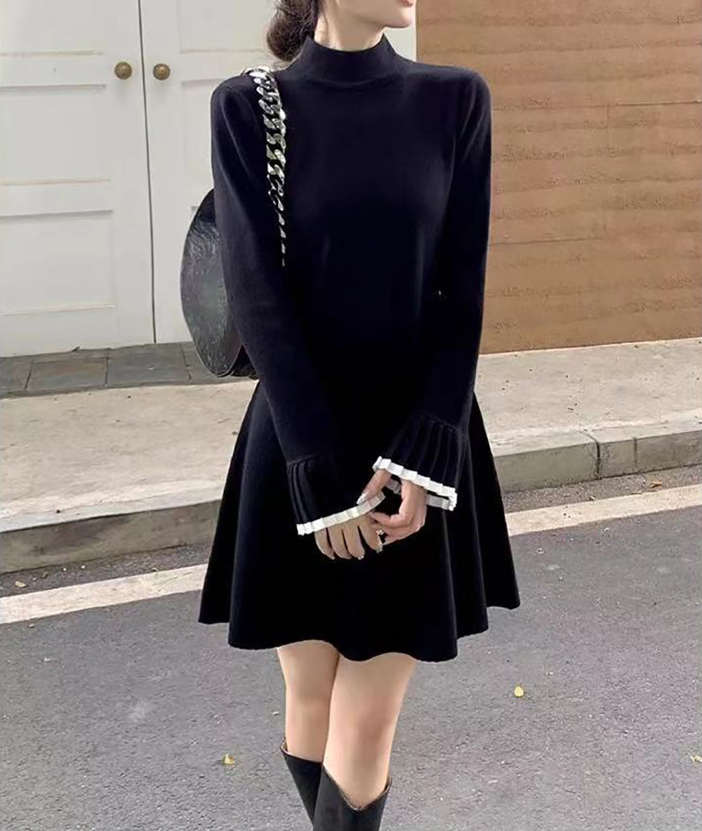 StyleCast Velvet High Neck Long Sleeves Mini Dress
