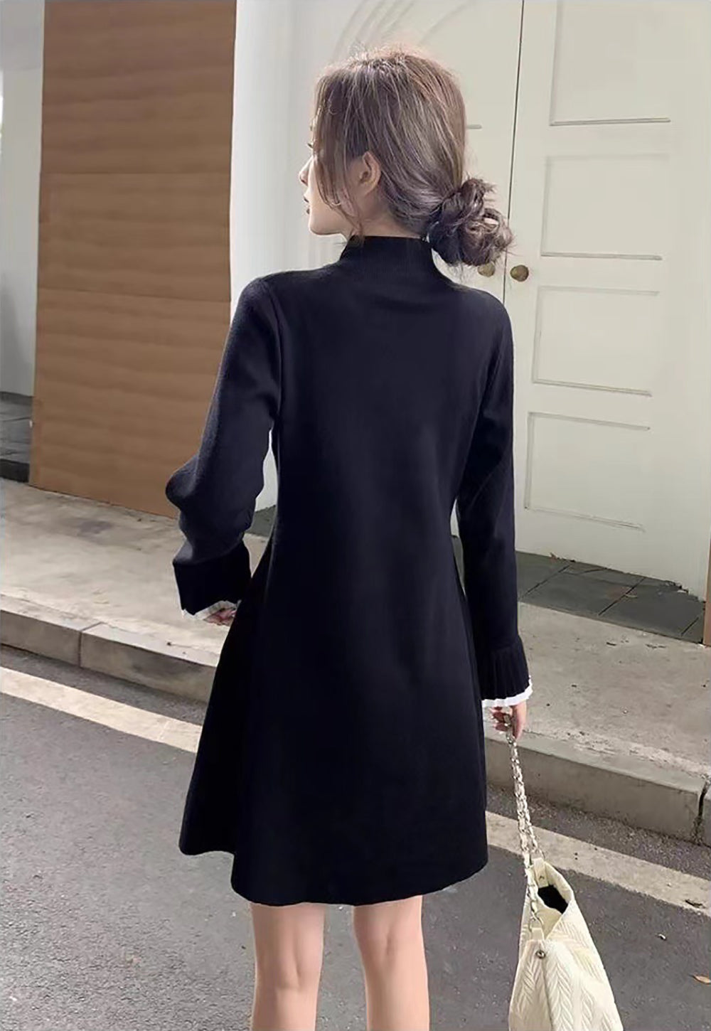 StyleCast Velvet High Neck Long Sleeves Mini Dress