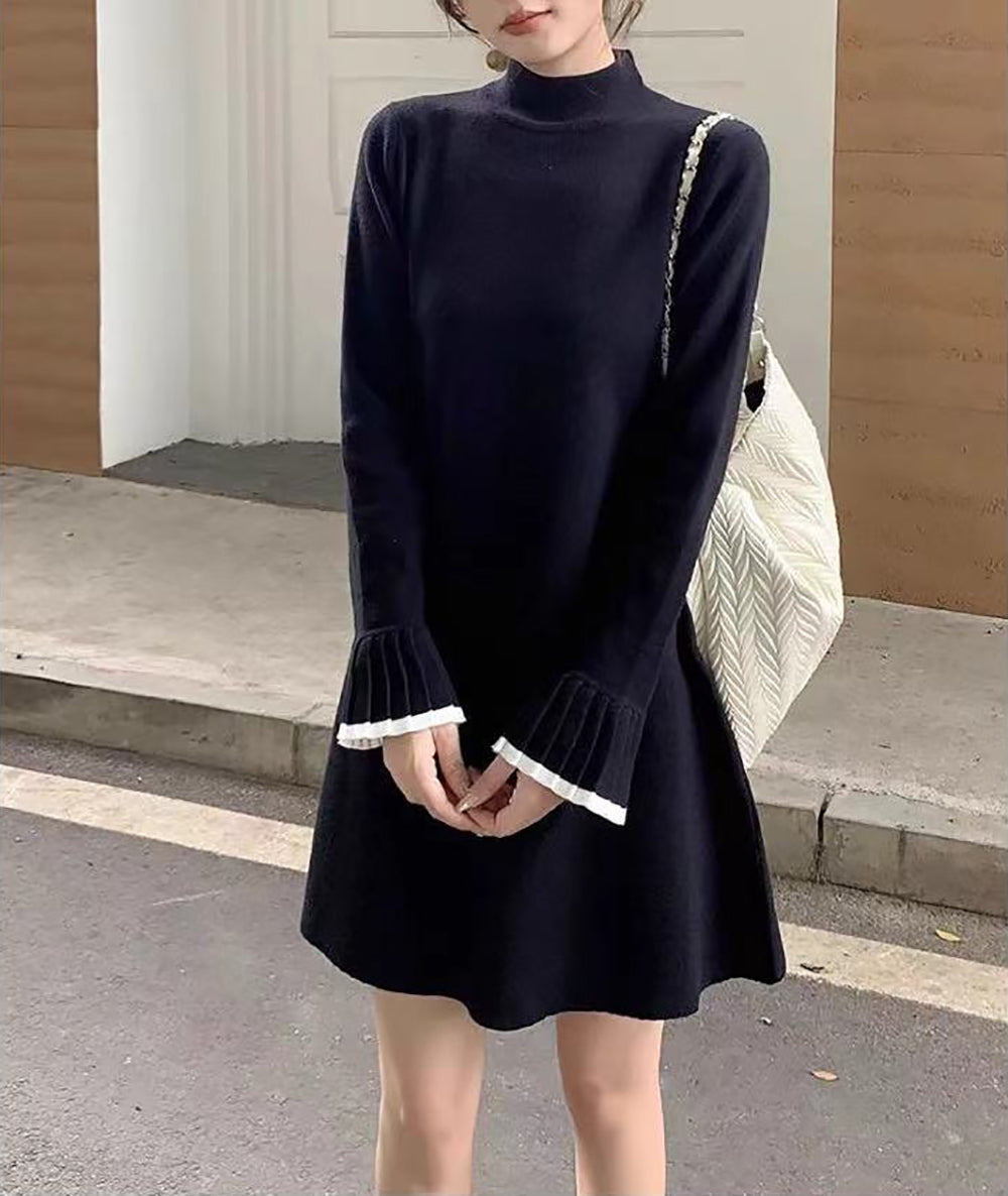 StyleCast Velvet High Neck Long Sleeves Mini Dress