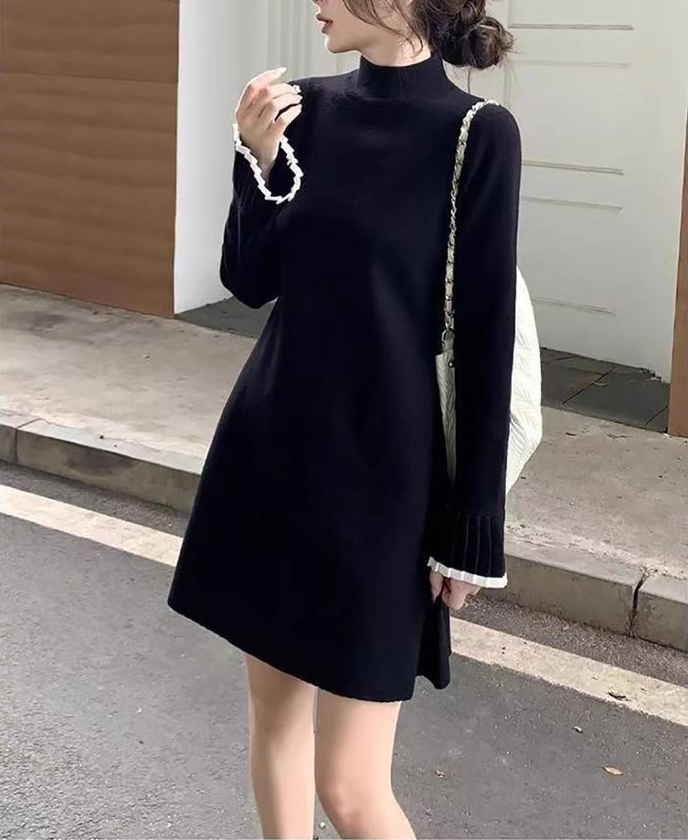 StyleCast Velvet High Neck Long Sleeves Mini Dress