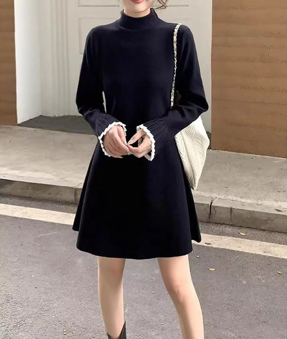 StyleCast Velvet High Neck Long Sleeves Mini Dress