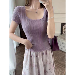 Women Solid Scoop Neck Fitted Top