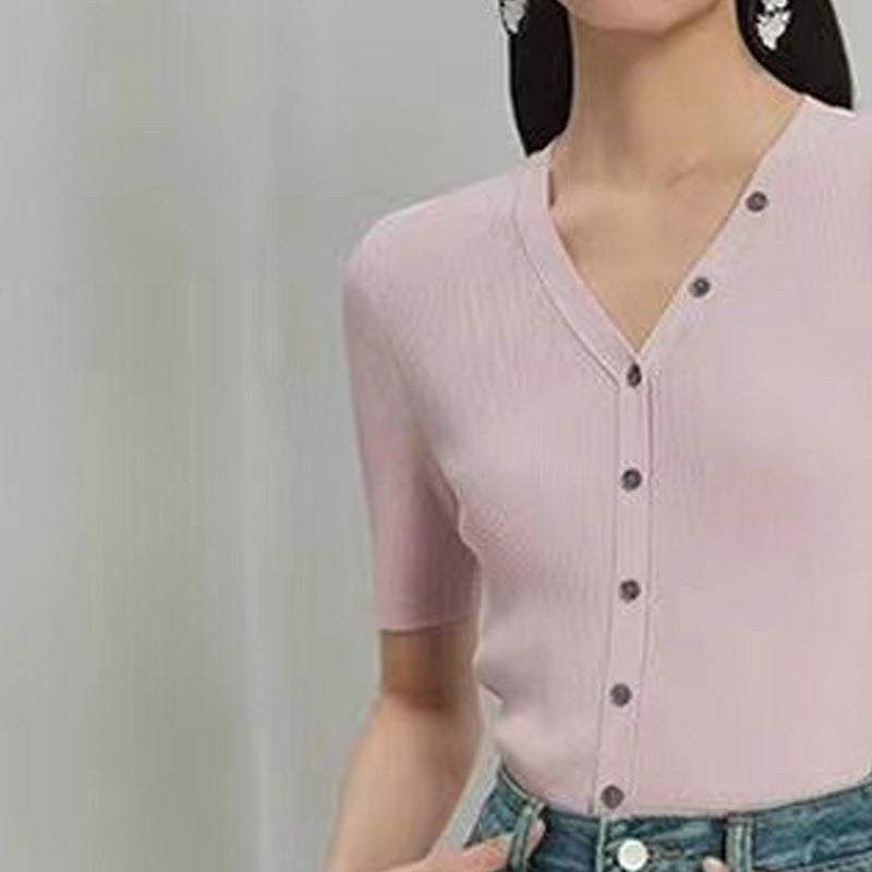 Women V-Neck Fitted Top