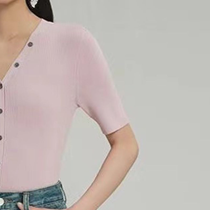 Women V-Neck Fitted Top