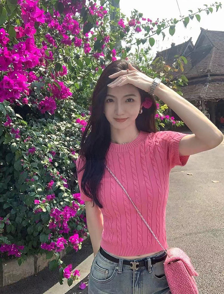 Women Solid Round Neck Top