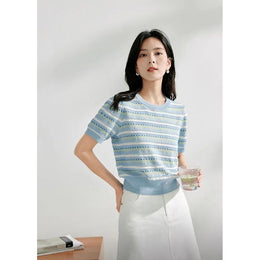 Women Round Neck Striped Top