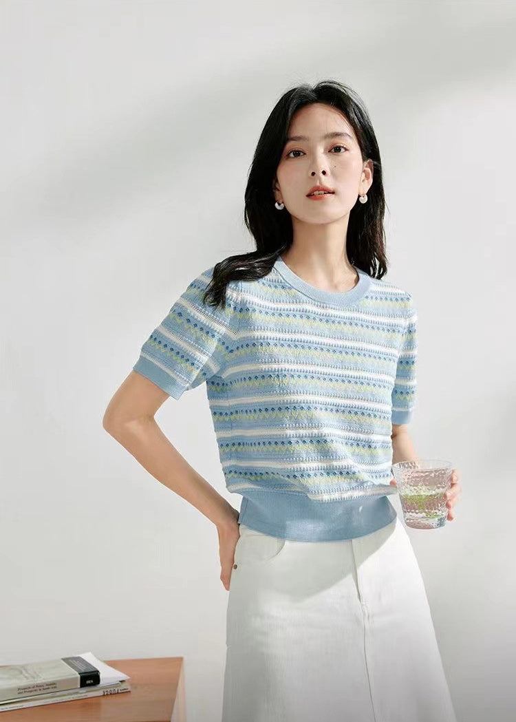 Women Round Neck Striped Top