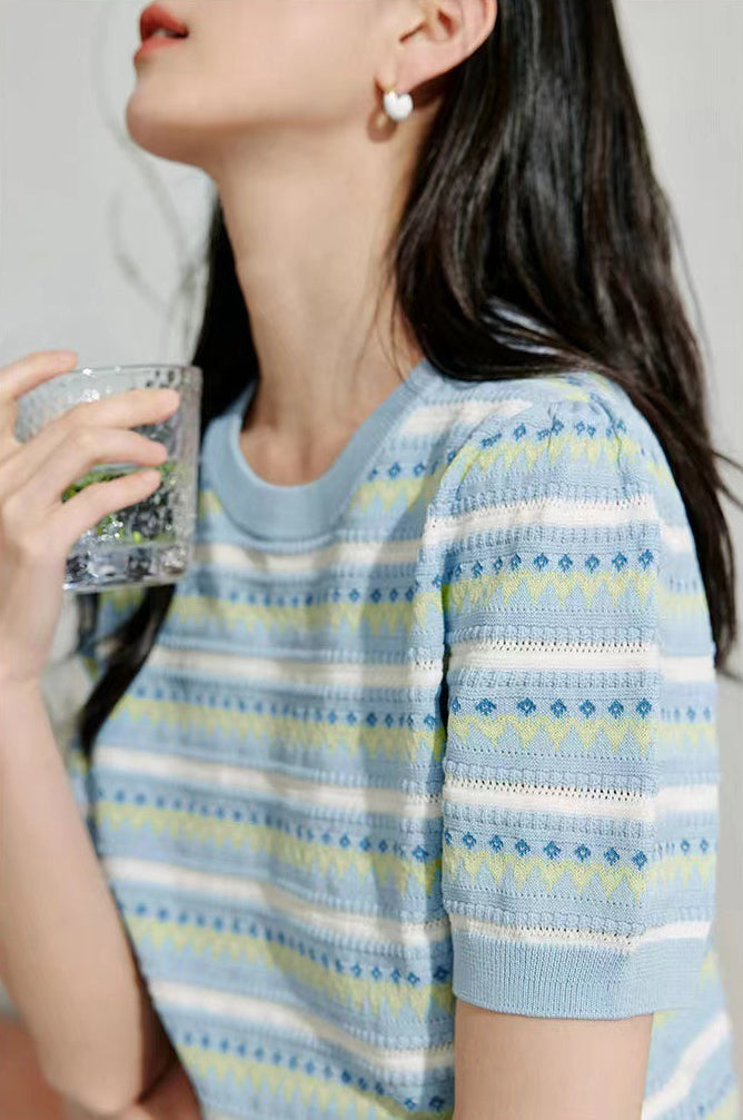 Women Round Neck Striped Top