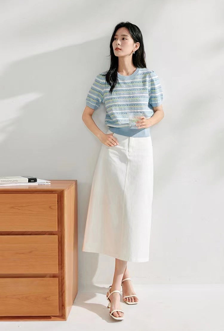 Women Round Neck Striped Top