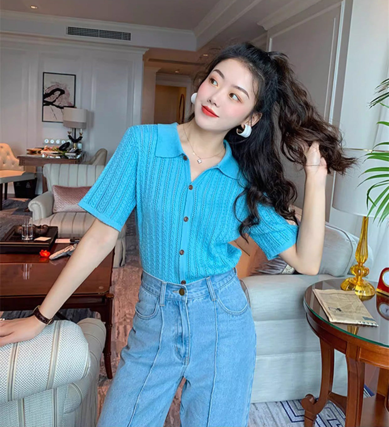 Women Solid Shirt Style Top