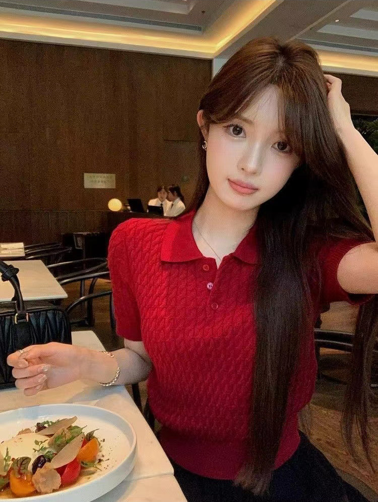 StyleCast Women Red Solid Shirt Collar Top