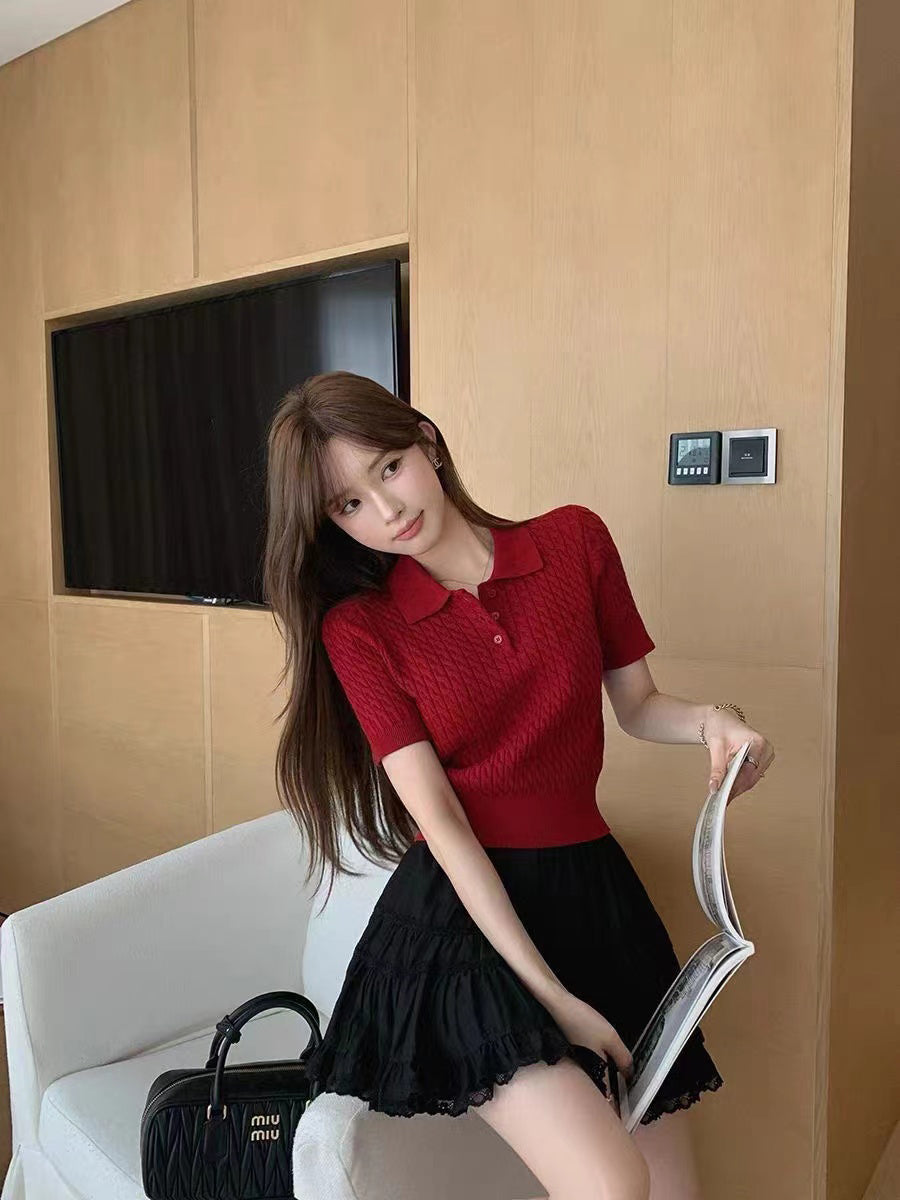 StyleCast Women Red Solid Shirt Collar Top