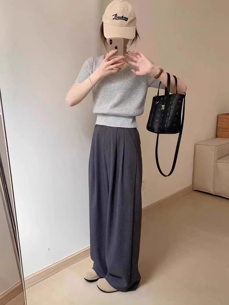 Women Ribbed Scoop Neck Regular Top
