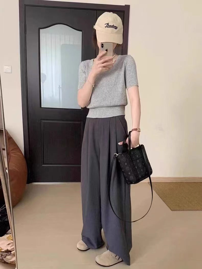 Women Ribbed Scoop Neck Regular Top