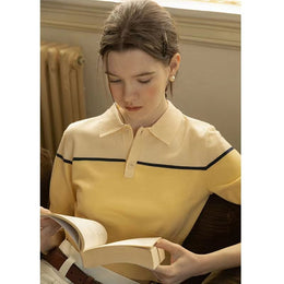 Colourblocked Polo Collar T-shirt