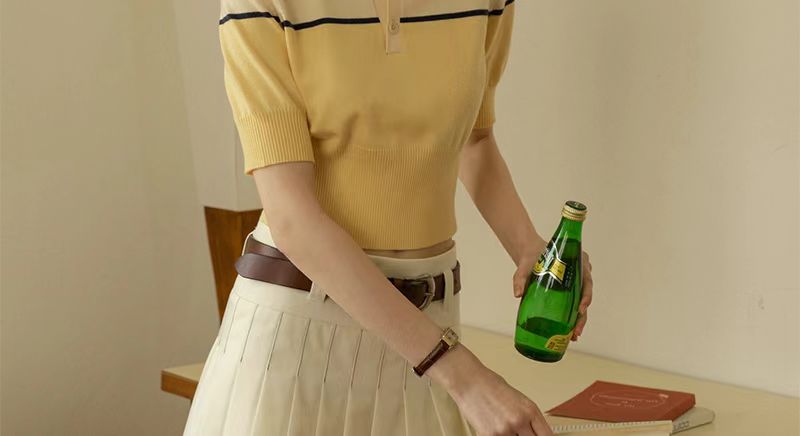 Colourblocked Polo Collar T-shirt