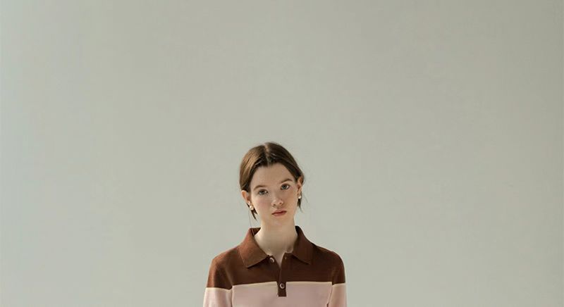 Colourblocked Polo Collar T-shirt