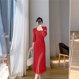 Women Scuba Fit & Flare Midi Dress