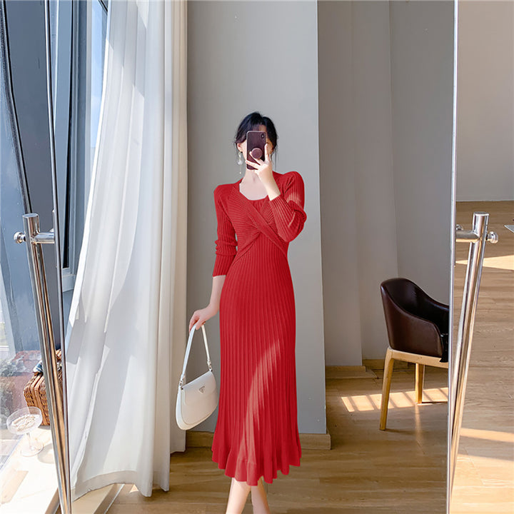 Women Scuba Fit & Flare Midi Dress