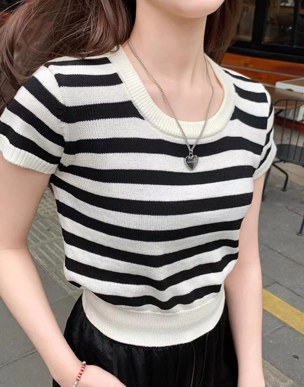 Women Striped Fitted Crop Top