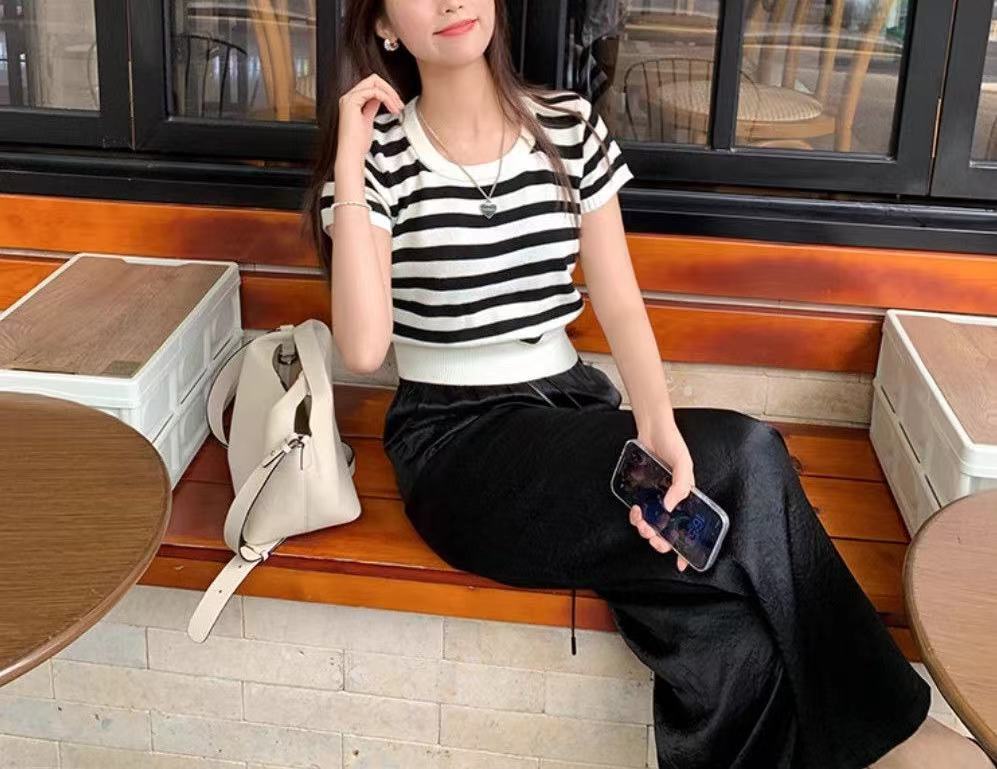 Women Striped Fitted Crop Top