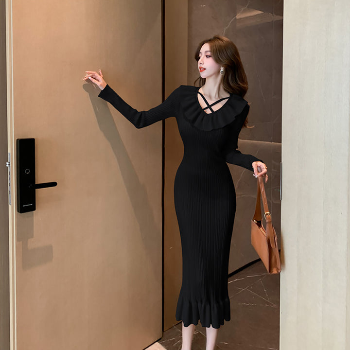 Women Keyhole Neck Scuba Dress