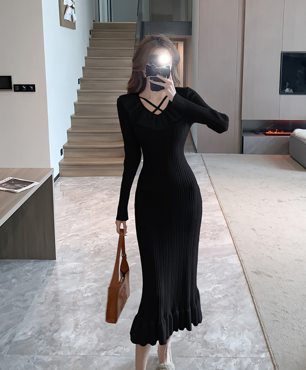Women Keyhole Neck Scuba Dress