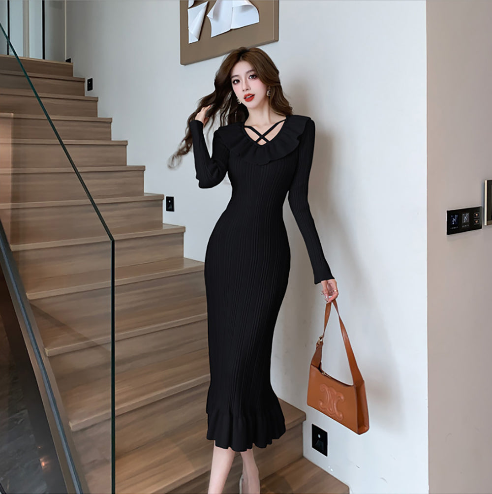Women Keyhole Neck Scuba Dress