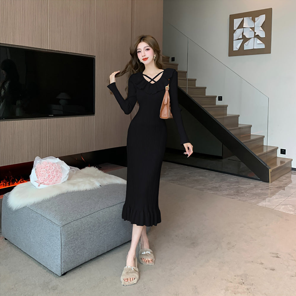 Women Keyhole Neck Scuba Dress