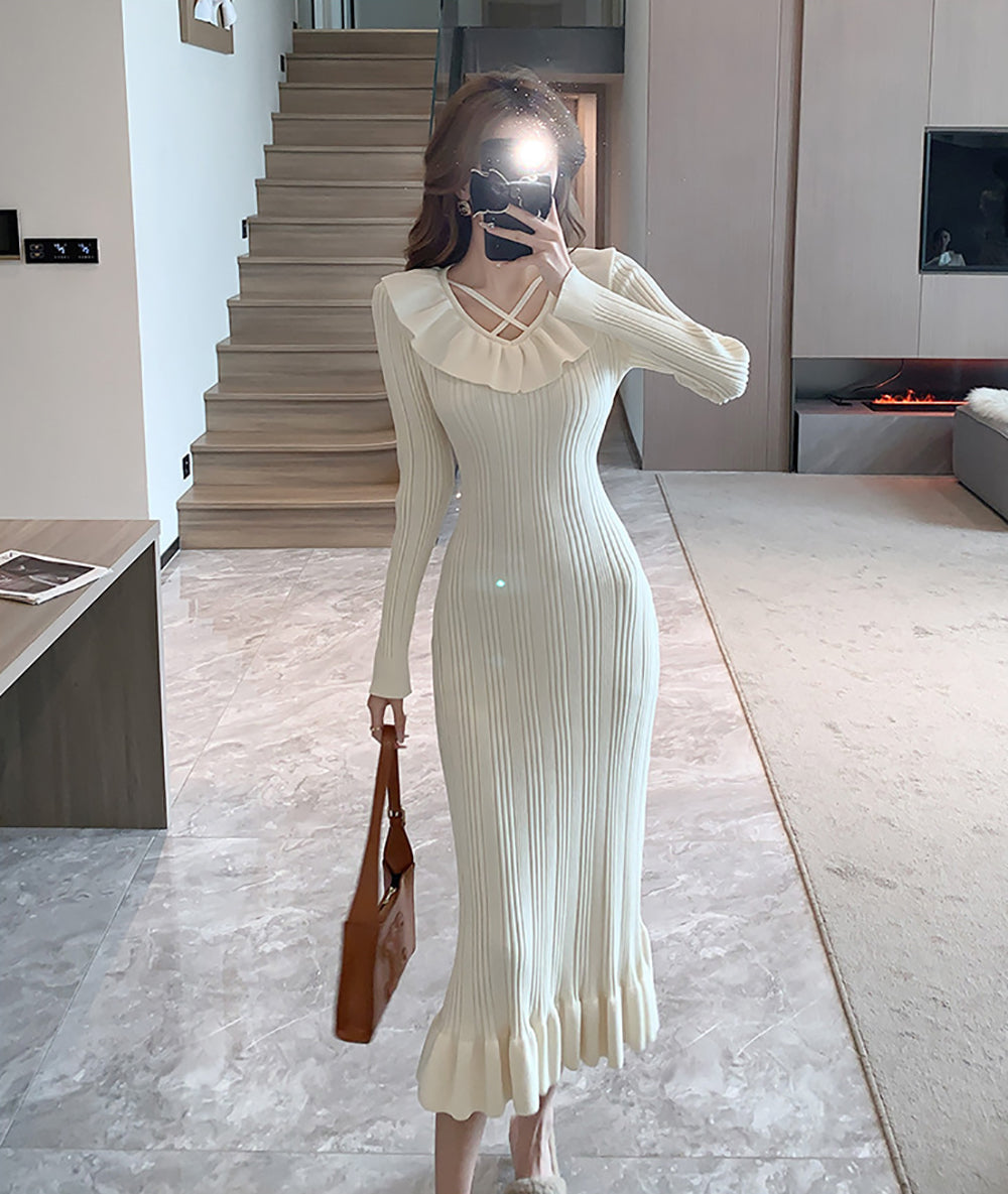 Women Keyhole Neck Scuba Fit & Flare Midi Dress