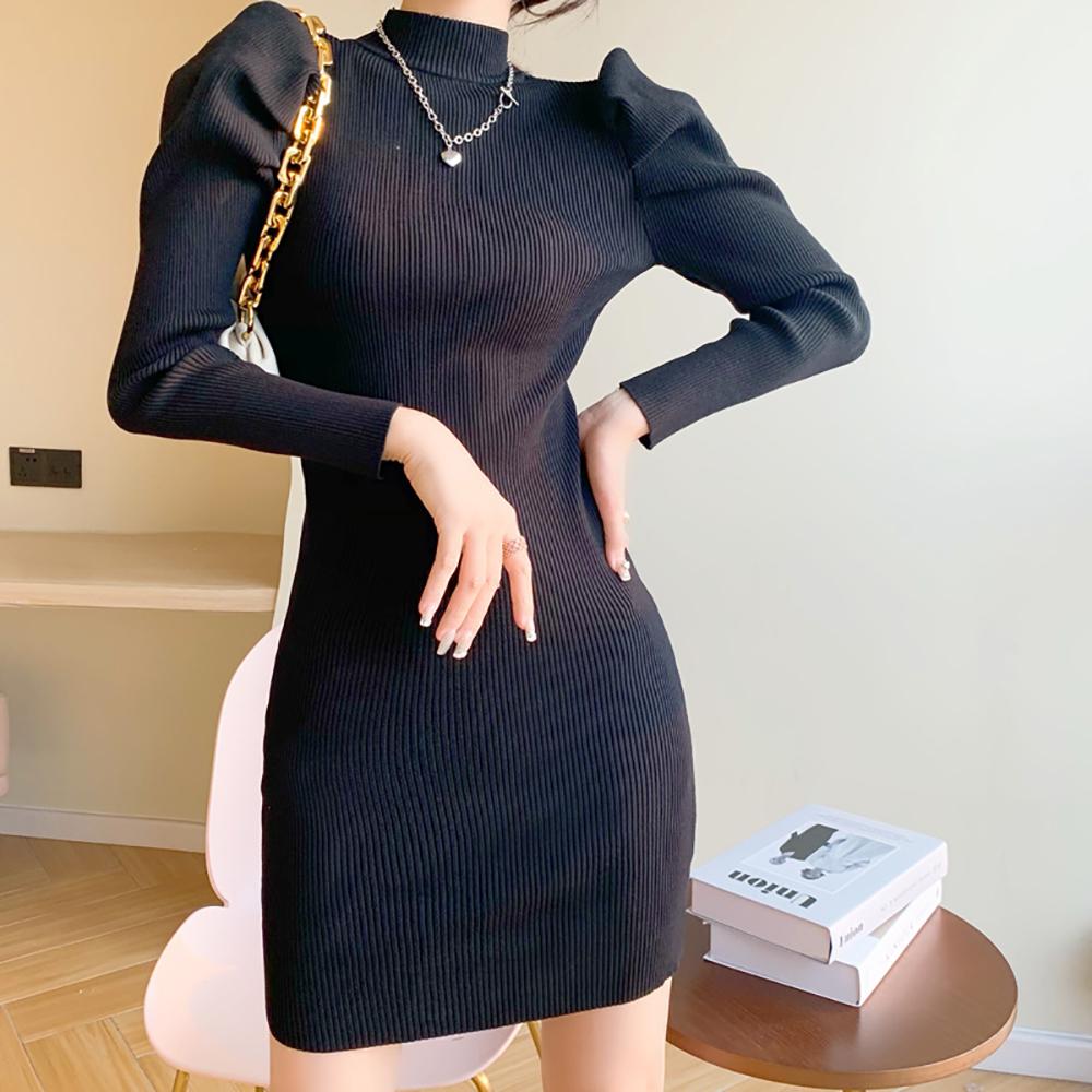 Women Puff Sleeve Bodycon Dress