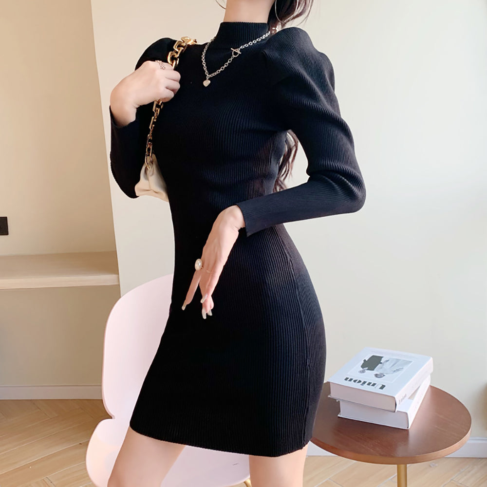Women Puff Sleeve Bodycon Dress