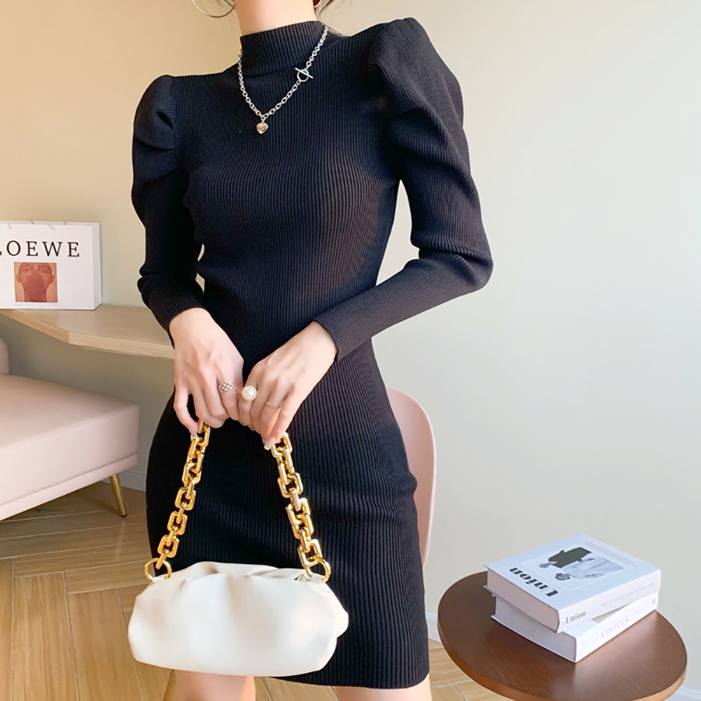 Women Puff Sleeve Bodycon Dress