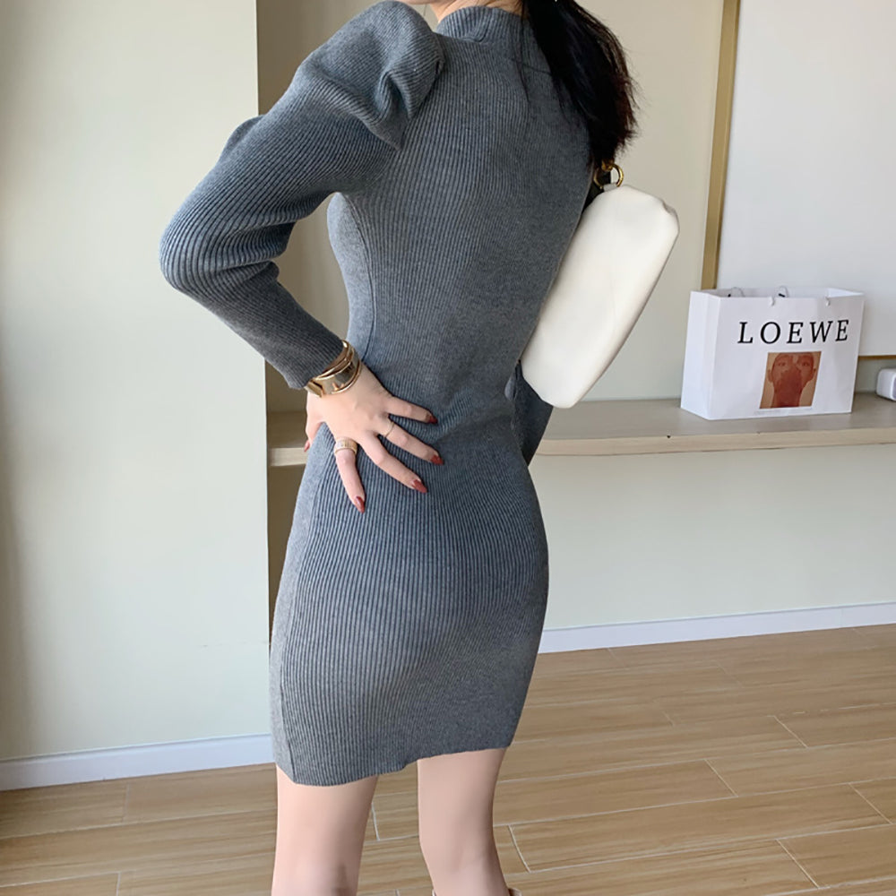 Women Puff Sleeve Bodycon Dress