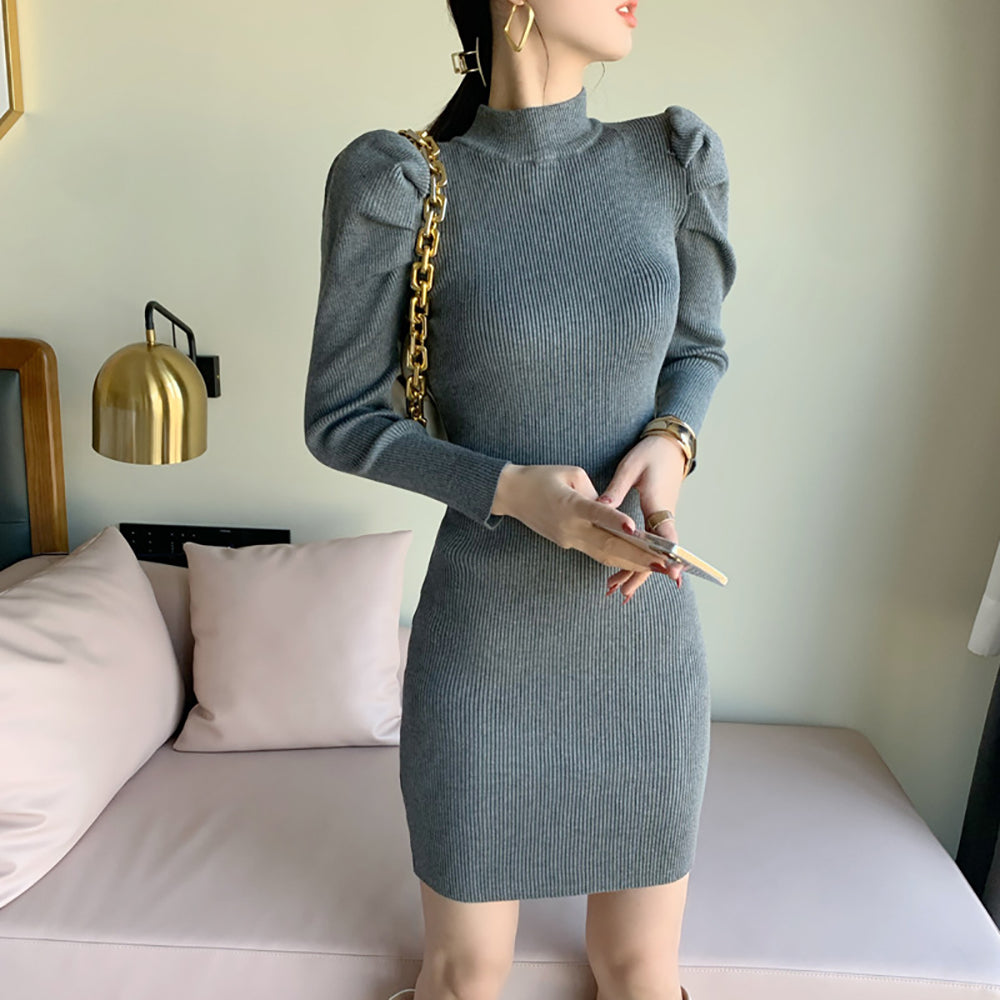 Women Puff Sleeve Bodycon Dress