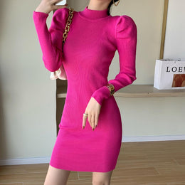 Women Puff Sleeve Bodycon Dress