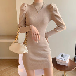 Women Puff Sleeve Bodycon Dress