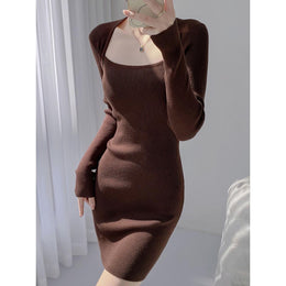 Women Square Neck Bodycon Dress