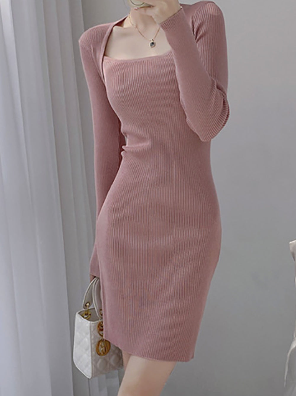 Women Square Neck Bodycon Dress