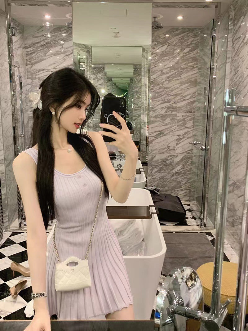 Women Knitted Round Neck Sheath Dress