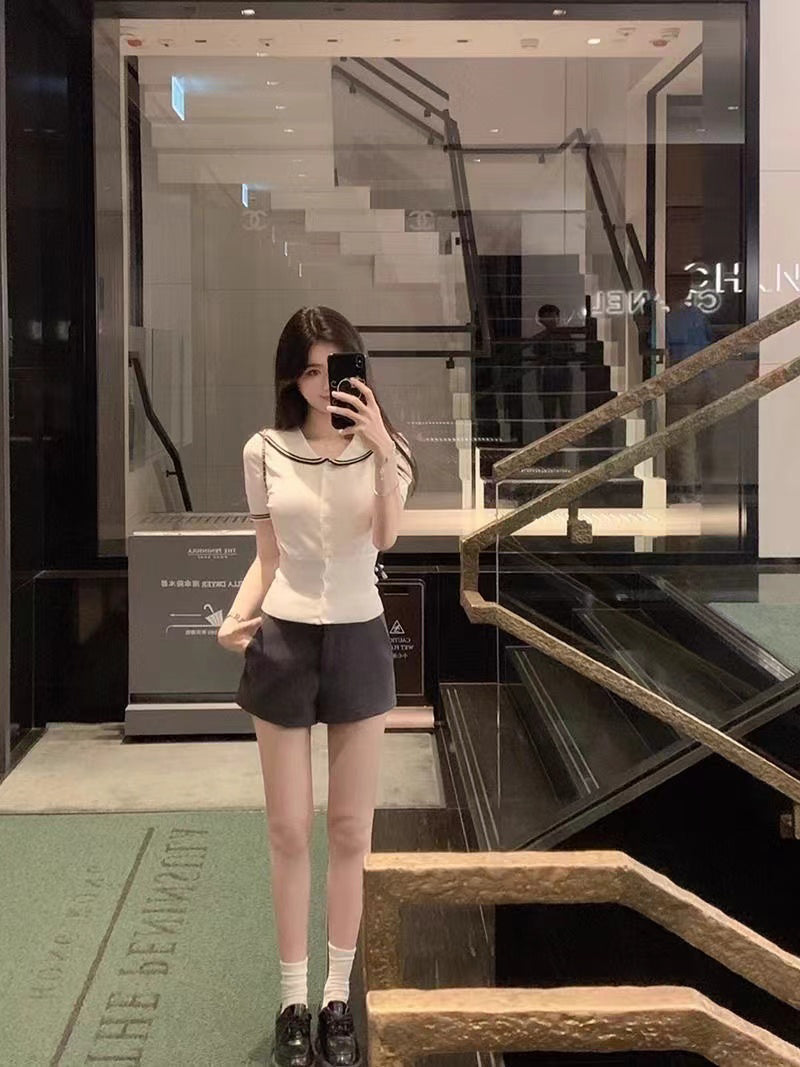 Peter Pan Collar Shirt Style Top