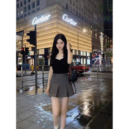 Women Black Sweetheart Neck Top