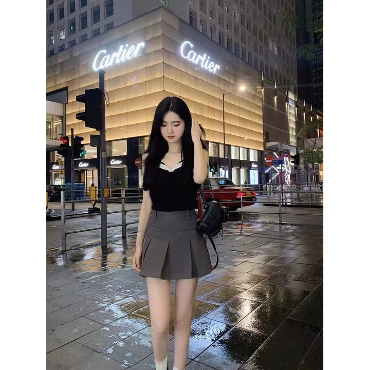 Women Black Sweetheart Neck Top